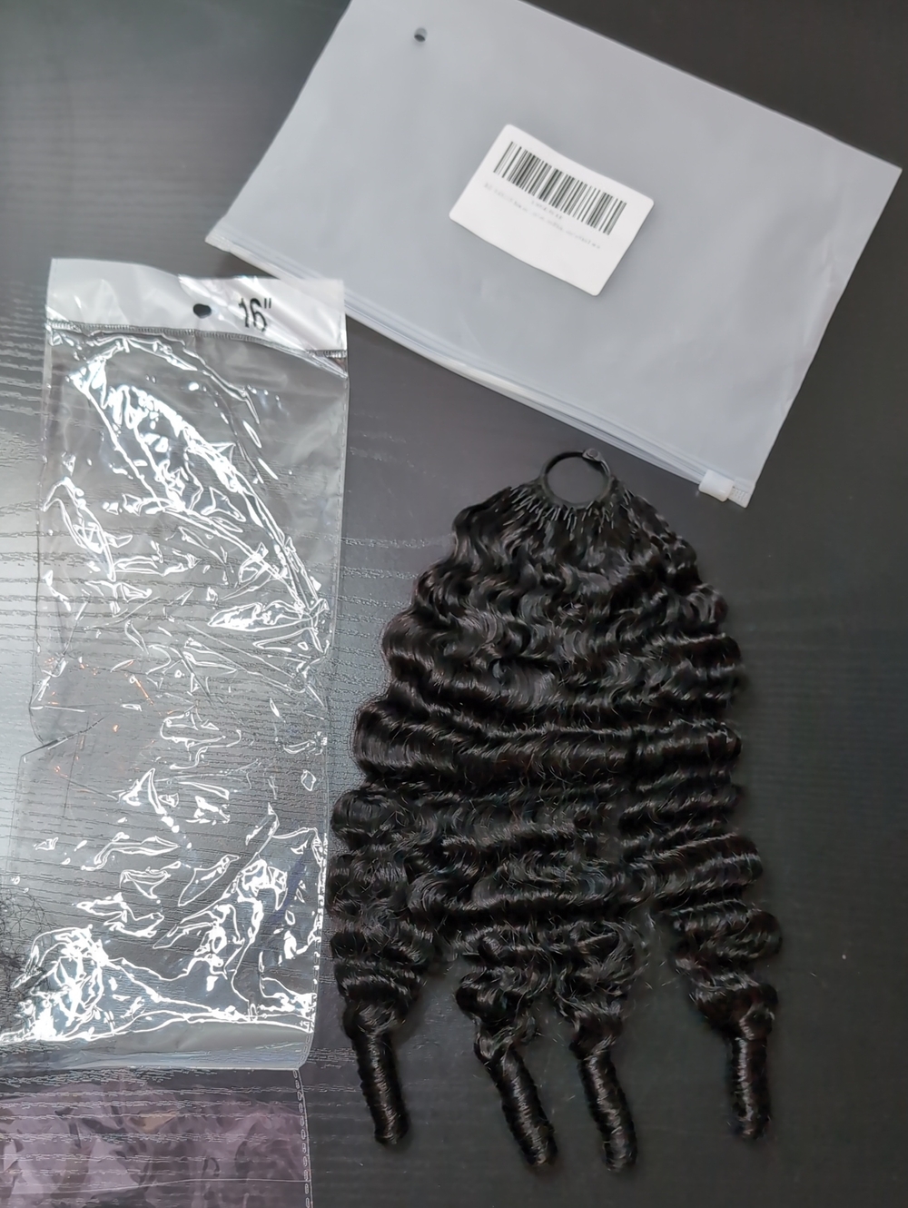 16 In 60 G 50 Strands Feather Crochet Human Hair 1B Natural Black Burmese